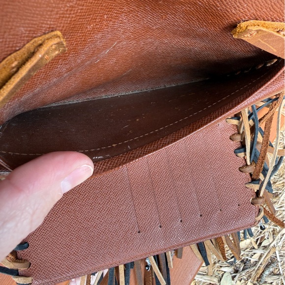 Louis Vuitton Brown Monogram Fringe Crossbody with Turquoise Studs - Picture 9 of 14